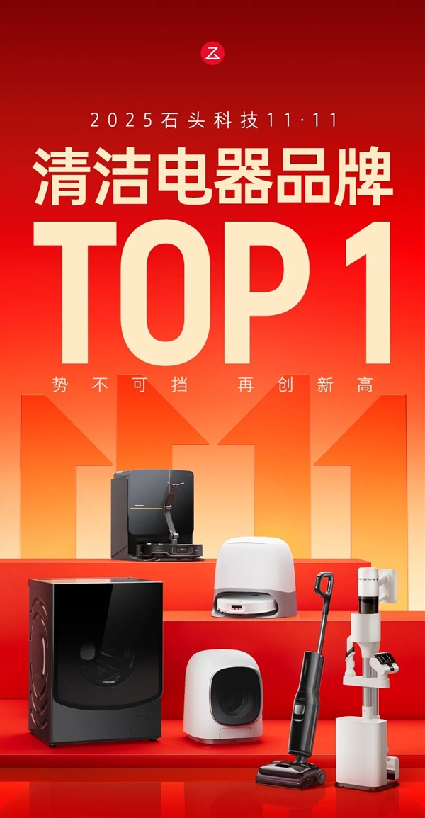 双11清洁电器品牌销冠出炉:石头科技跨平台夺第一