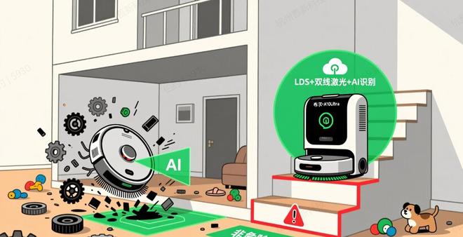 布尔云扫地机器人：LDS+AI双避障会减少楼梯碰撞吗？(图2)